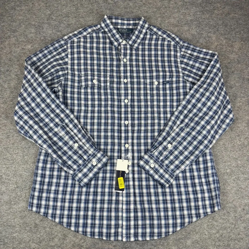 Polo Ralph Lauren Double Pocket Work Shirt Classic Linen Blend Lot‎ of 2 Mens XL